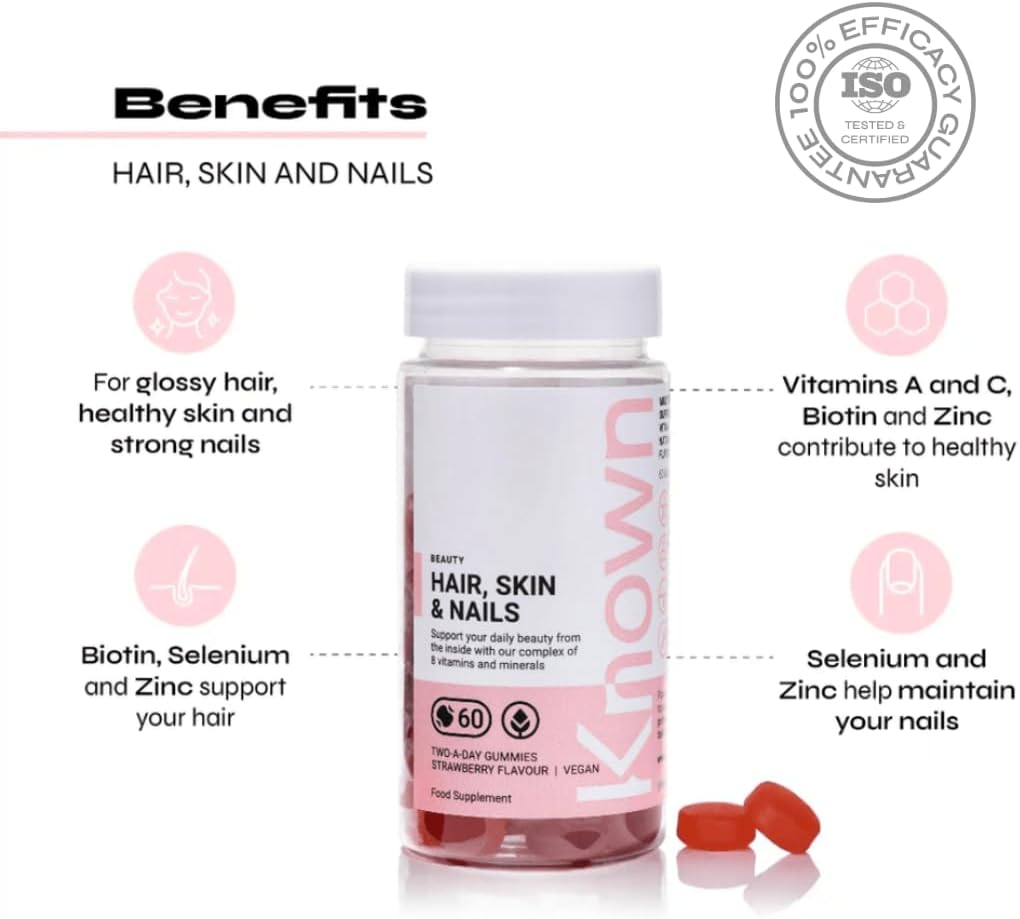 Vitamines gélatineuses par la nutrition connue | Boostez la santé de votre peau | Renforcez vos ongles et augmentez la croissance de vos cheveux | Convient aux végétariens
