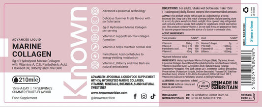 Bouteille liquide avancée de collagène marin hydrolysé – 5000mg de collagène, vitamines A, C – Soutien de la peau – Saveur fruits d’été – 14 portions