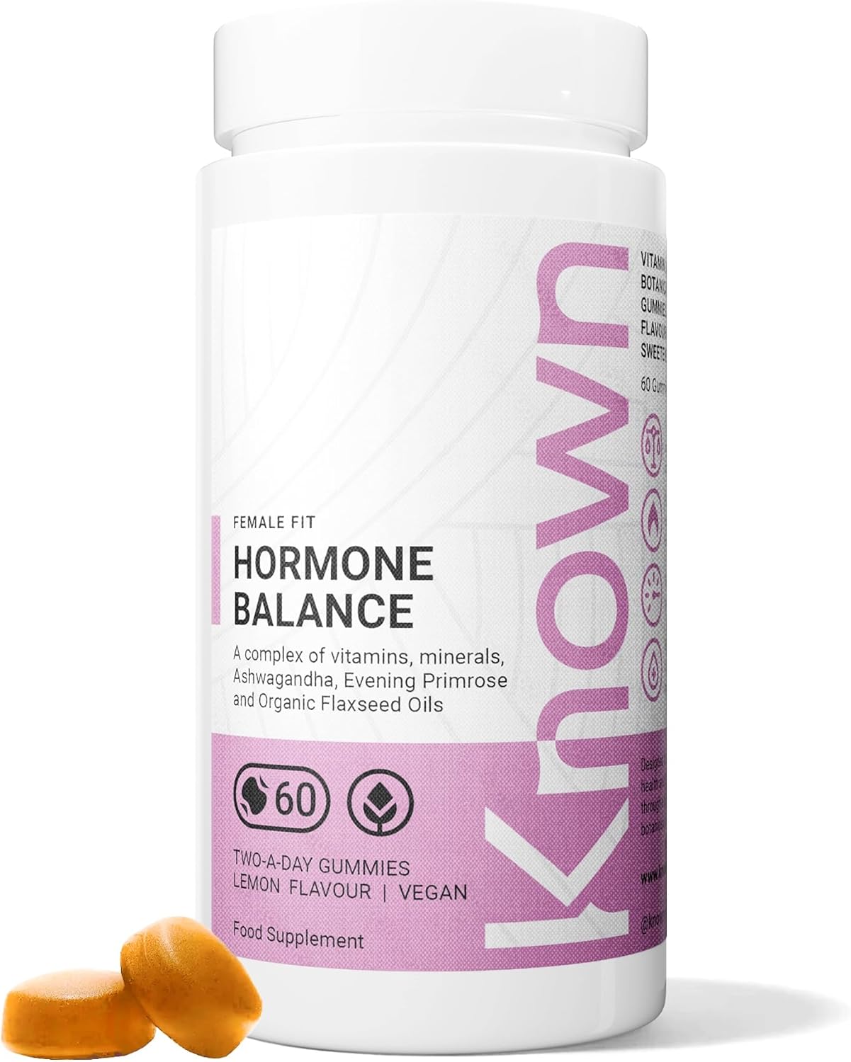 Gummies Known Équilibre Hormonal – Vitamines B6, C – Soutient l'Équilibre Hormonal & l'Énergie – Saveur Citronnade – 60 Gummies Vegan, 1 Mois
