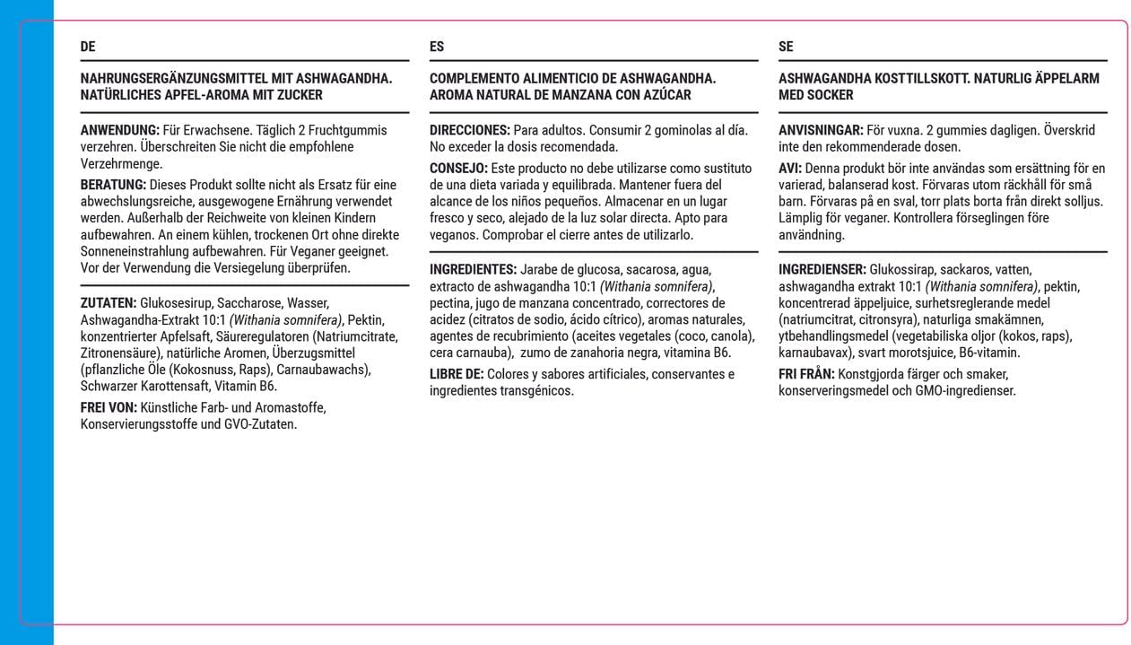 Gommes Ashwagandha 3000MG Haute Puissance de Known Nutrition avec Vitamine B6 | 60 Gommes Deux par Jour | Extrait Botanique Naturel | pour la Réduction Naturelle du Stress | Saveur Pomme