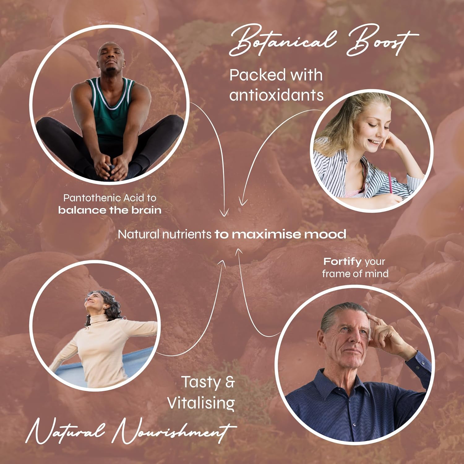 Bonbons Mood Mushrooms – Lion’s Mane, vitamines B – Santé cérébrale & équilibre hormonal – Saveur tarte aux pommes – 60 gummies véganes, 1 mois