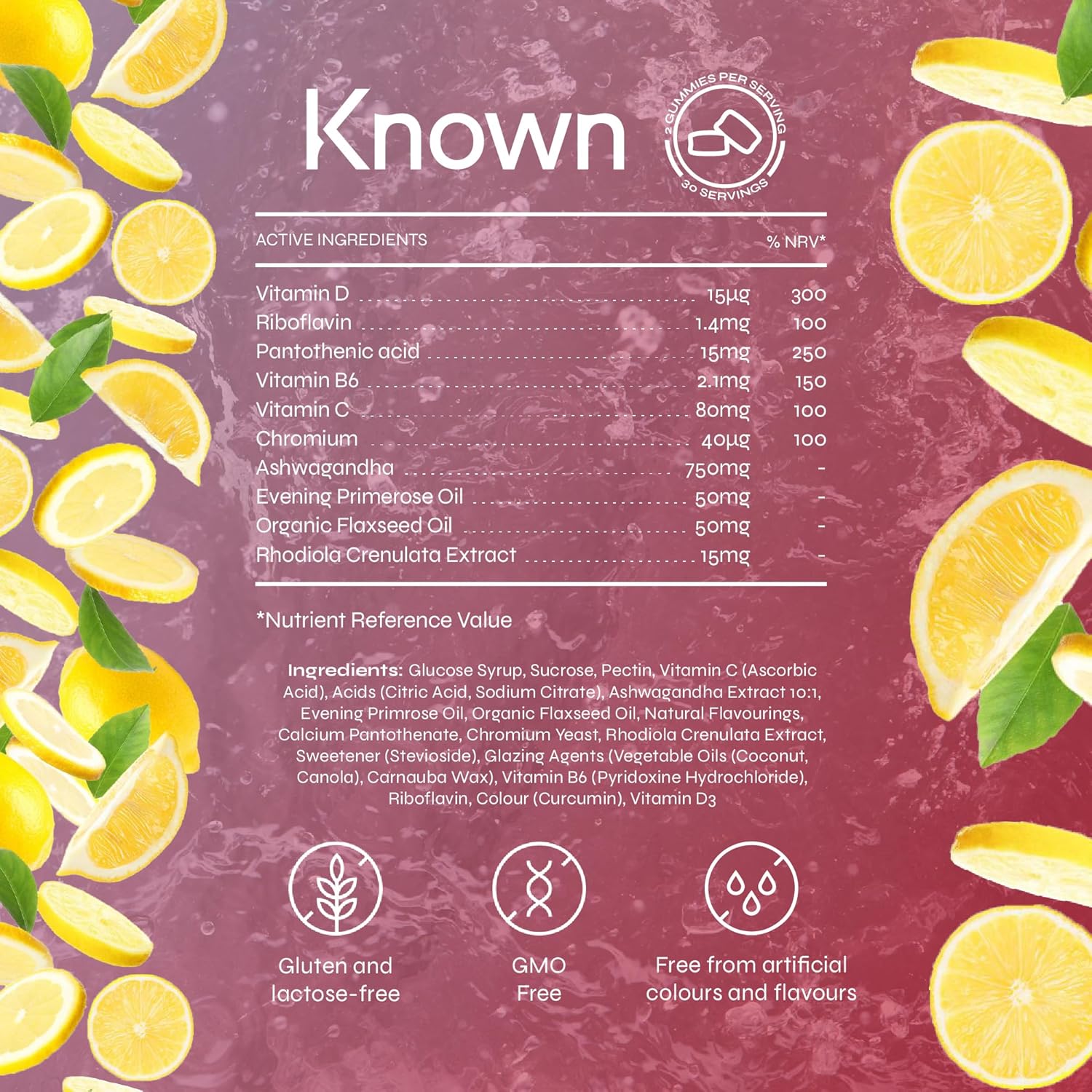 Gummies Known Équilibre Hormonal – Vitamines B6, C – Soutient l'Équilibre Hormonal & l'Énergie – Saveur Citronnade – 60 Gummies Vegan, 1 Mois